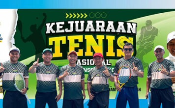 Tim Tenis Unesa raih juara 1 pada Kejuaraan Tenis Nasional Antar Instansi 2024 dalam Rangka Dies Natalis UNESA ke-60, Minggu (8/12/2024) di lapangan Tenis Unesa Kampus Lidah Wetan, Surabaya.